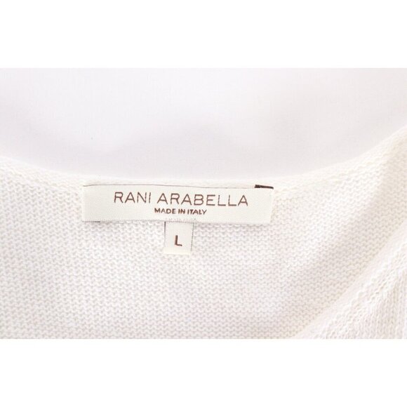 Rani Arabella Women's Large White Sequin Linen Knit Tank Top Sleeveless Shirt - Picture 3 of 7